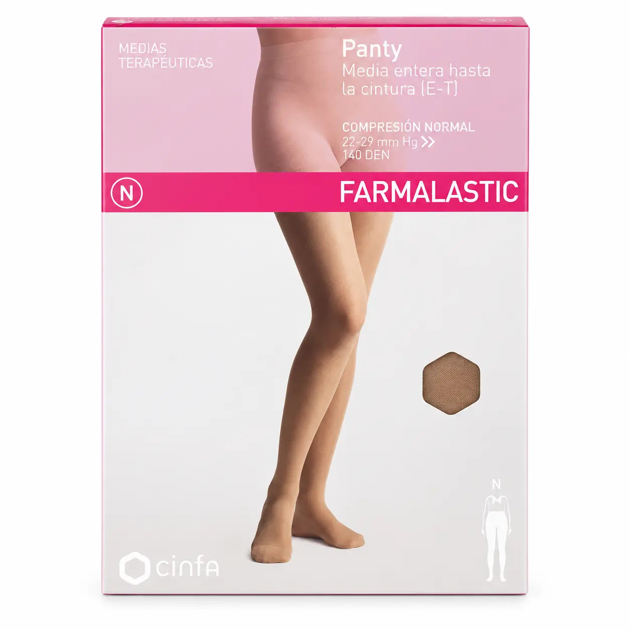 Farmalastic-kompressiosukkahousut, normaali kompressio, beige, koko S