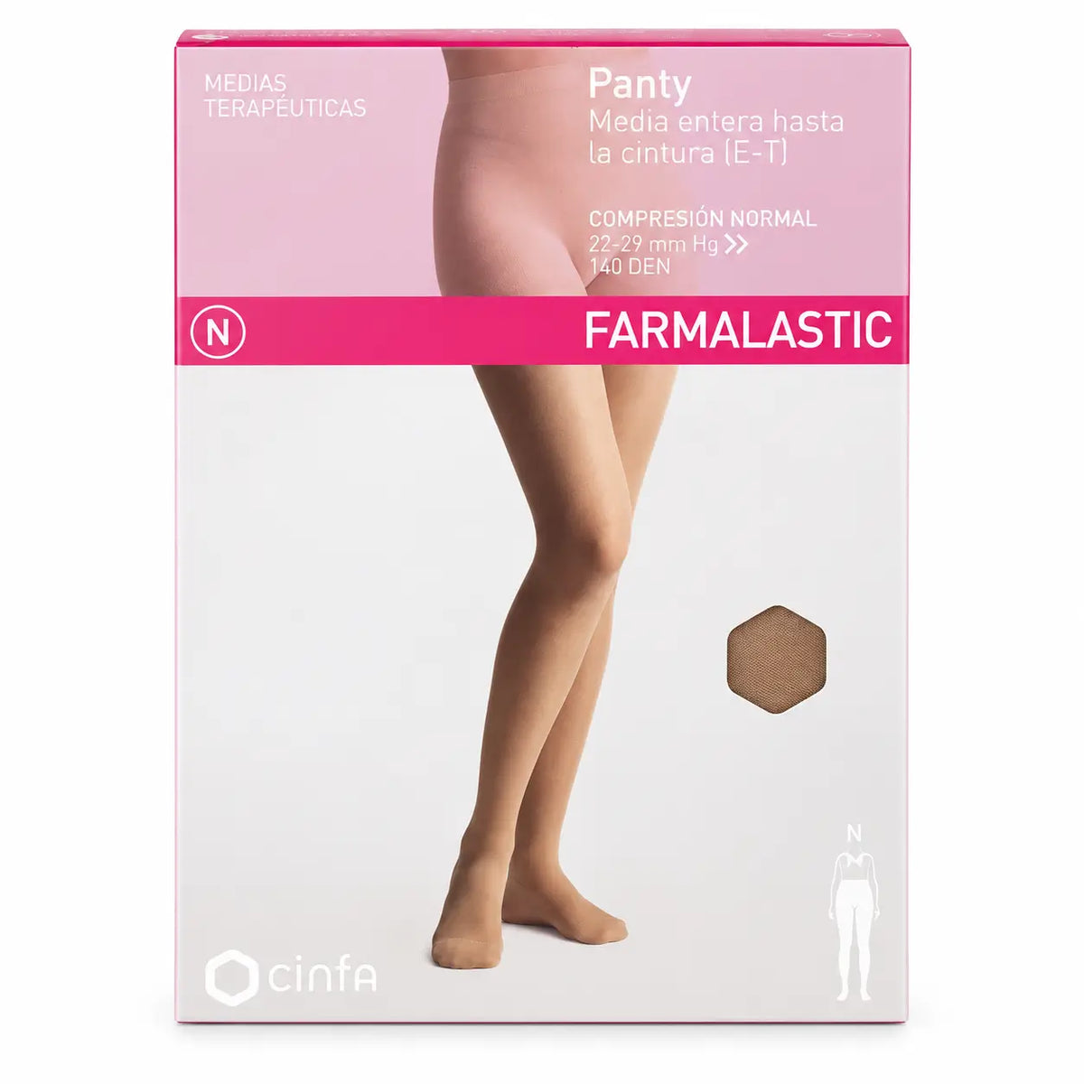 Farmalastic-kompressiosukkahousut, normaali kompressio, beige, koko S