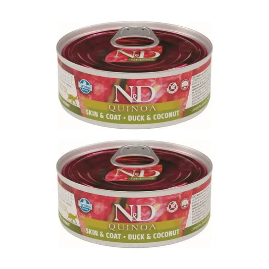 Farmina N&D Cat Quinoa Skin Coat Duck 24X80Gr Box, Wet Cat Food, Pack Of 2