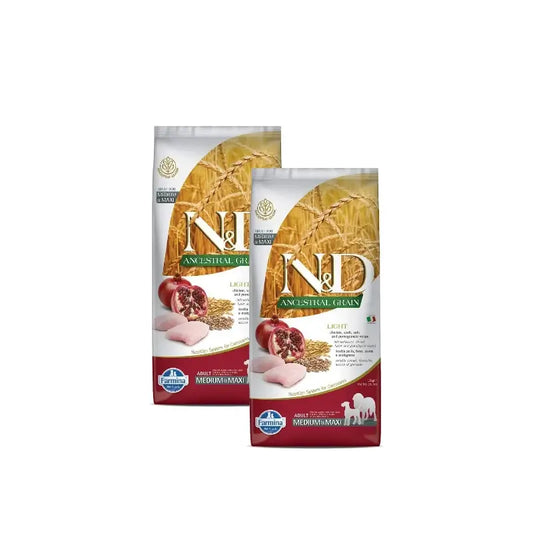 Farmina N&D Dog Ancestral Light Medium Maxi 12 kg, koiranruoka, 2 kpl:n pakkaus