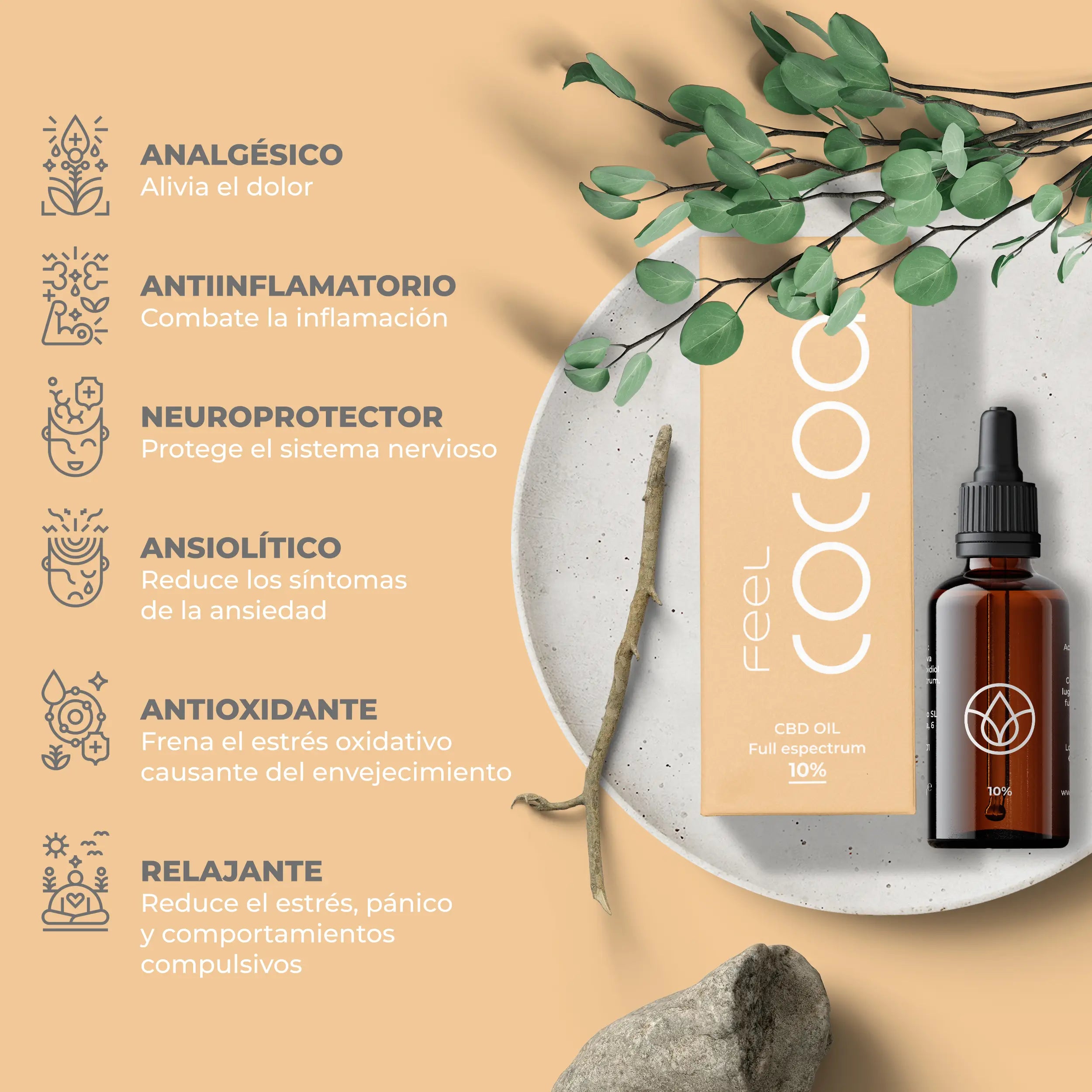 Feel Cocoa CBD-öljy 10 % Full Spectrum, 10 ml