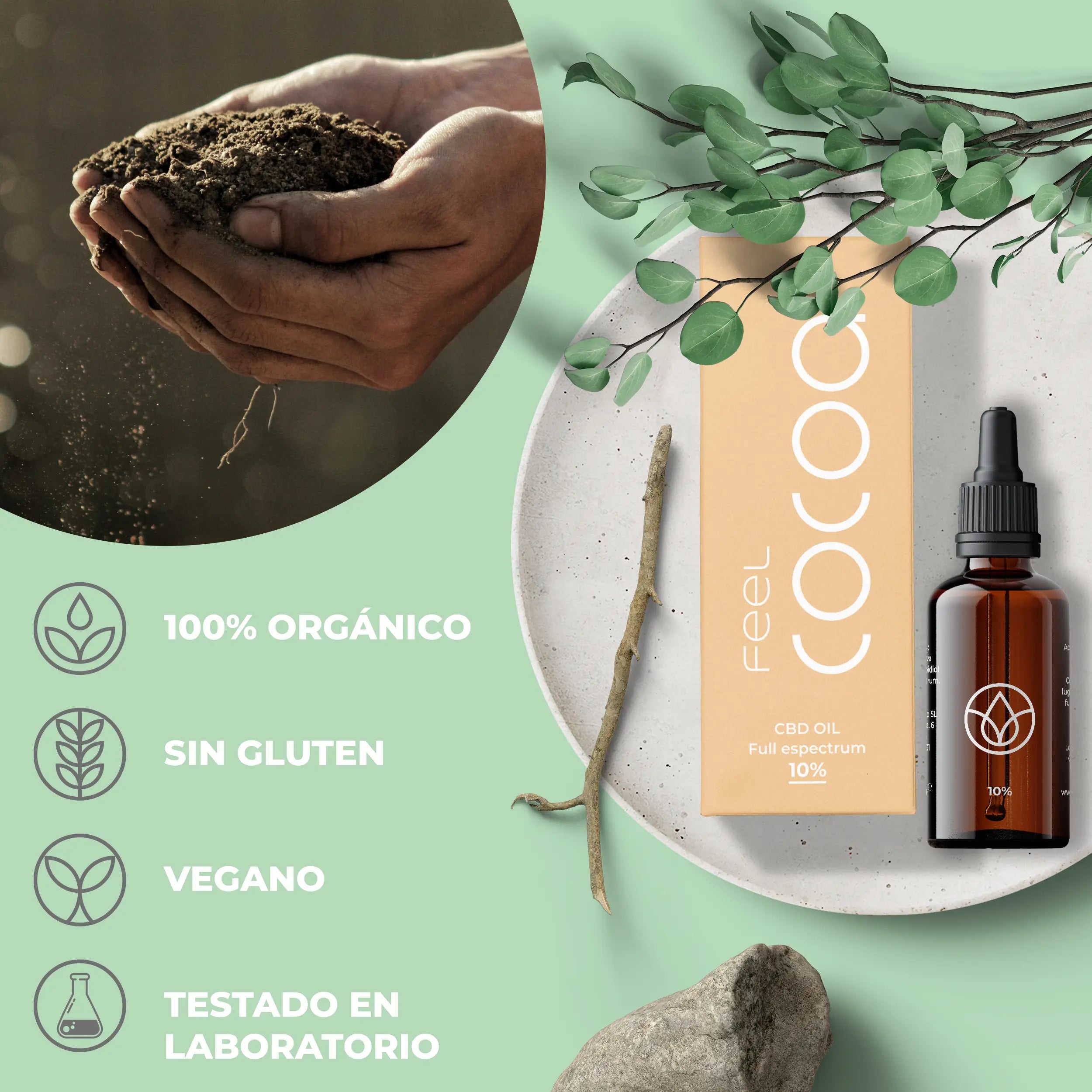 Feel Cocoa CBD-öljy 10 % Full Spectrum, 10 ml