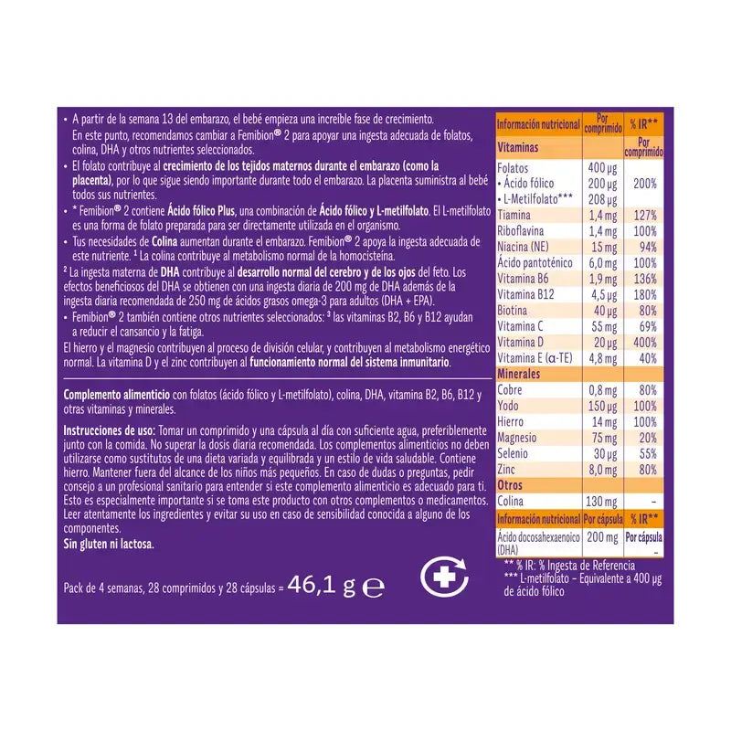 Femibion 2 Raskaus – foolihappoa ja vitamiineja, 2 x 28 tablettia