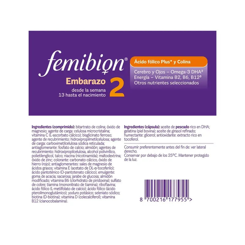 Femibion 2 Raskaus – foolihappoa ja vitamiineja, 2 x 28 tablettia