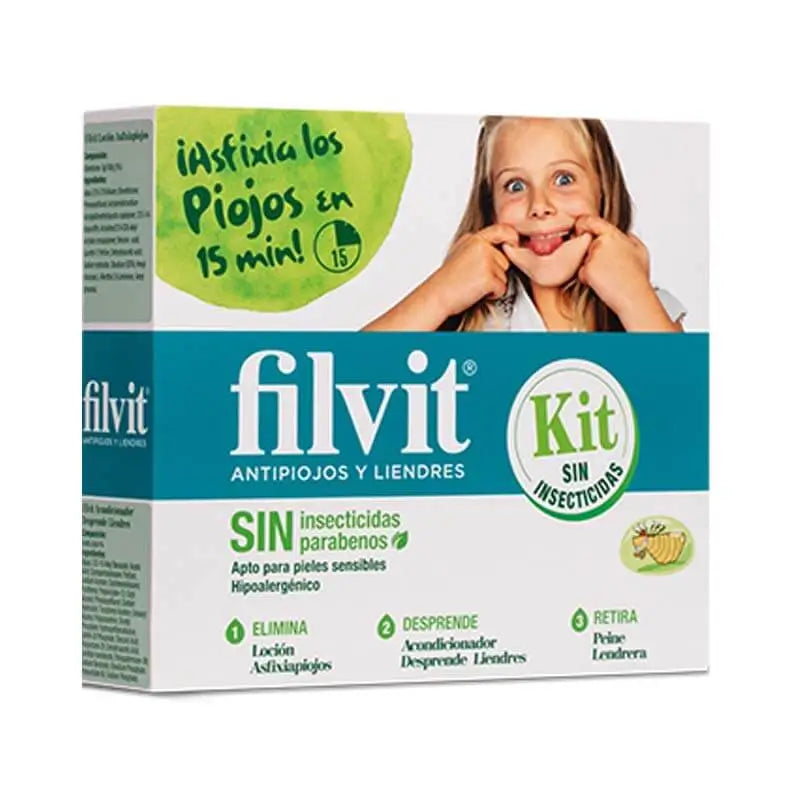 Filvit Anti-lice & Nits Kit Dimethicone Lotion 125 ml + Conditioner 125 ml + Comb
