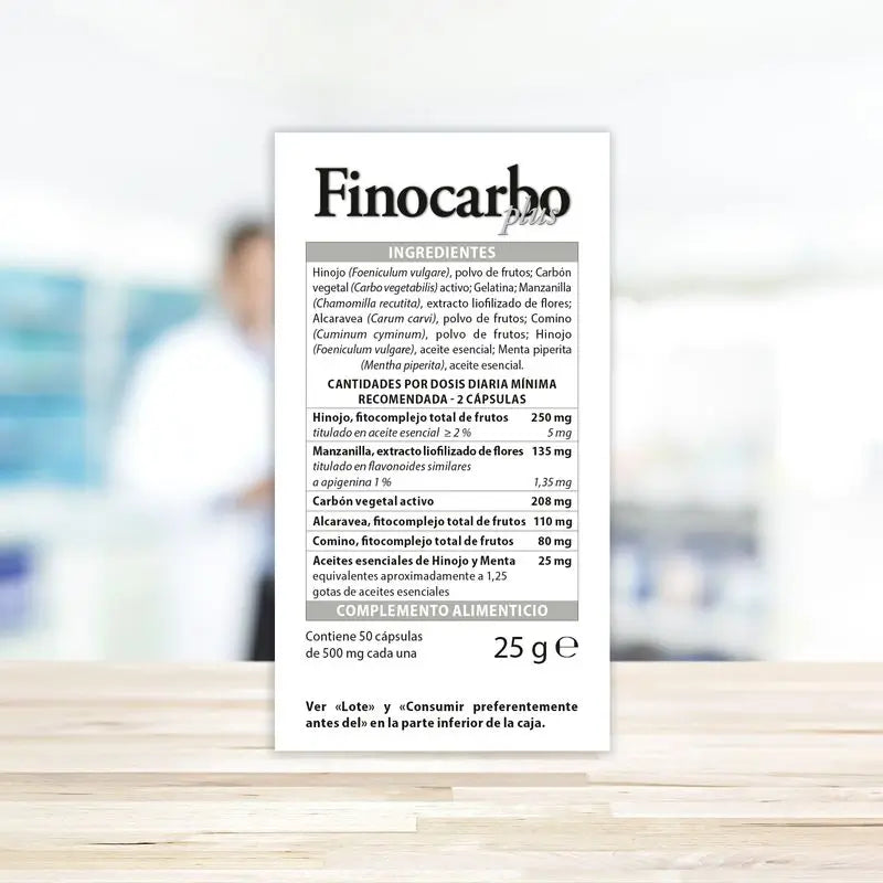 Aboca Finocarbo Plus Suoliston kaasut, 50 kapselia