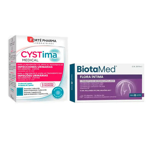 Forté Pharma Intimate Pack Cystima Medical 14 sachets + Biotamed Flora Intima, 15 Capsules