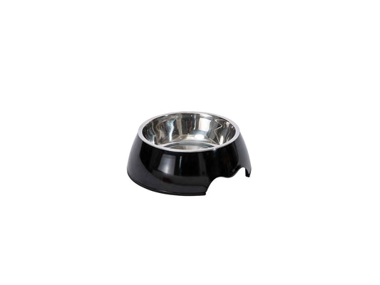 Freedog-ruokakuppi, melamiinia ja mustaa ruostumatonta terästä, pituus 19 cm, tilavuus 520 ml