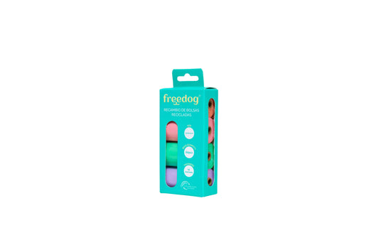 Freedog Eco -vaihtopussit, 15 kpl/rulla, pastelliväri