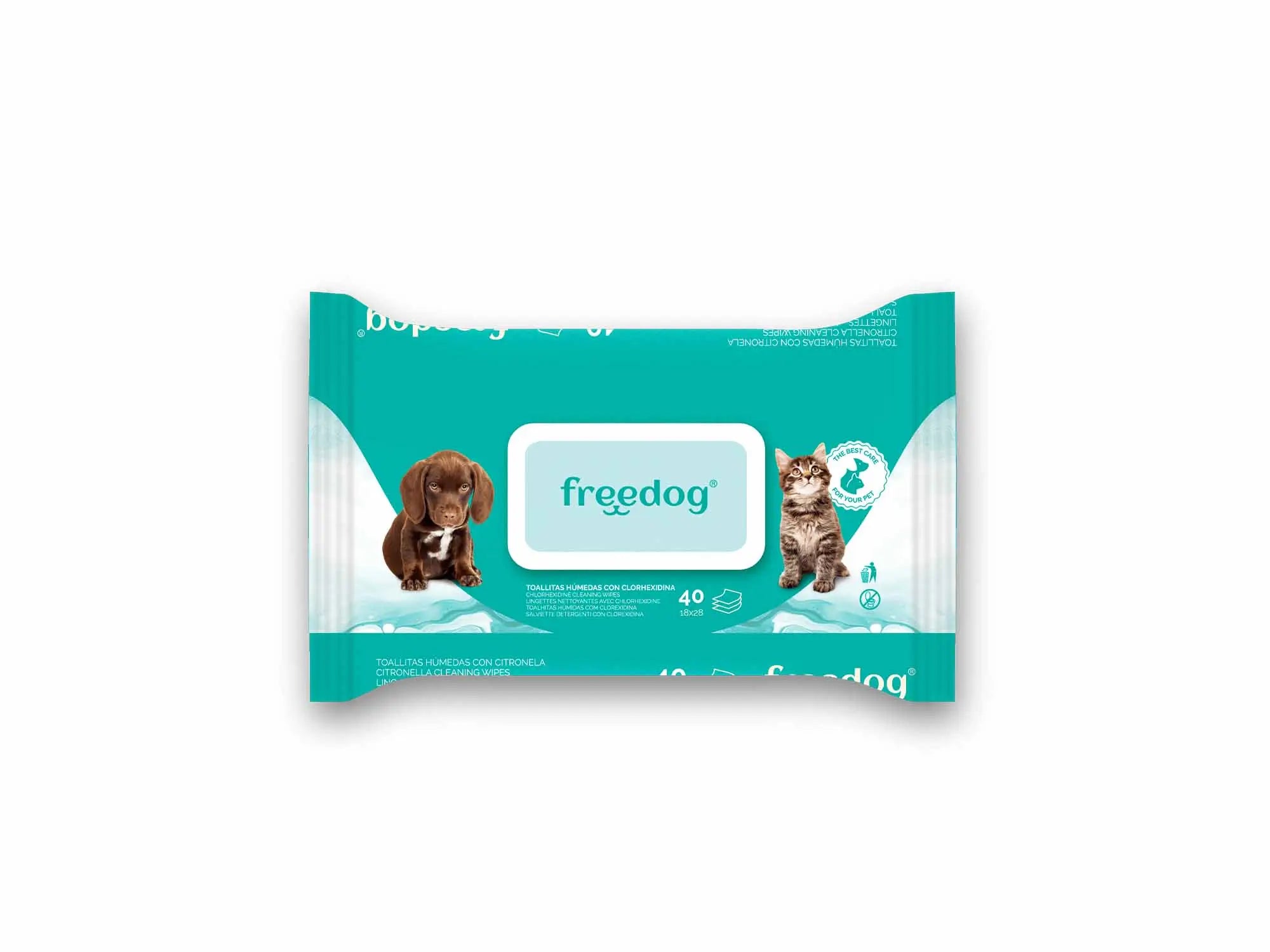 Freedog-klooriheksidiinipyyhkeet, iso pakkaus, 40 kpl