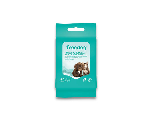 Freedog kloreheksidiinipyyhkeet, taskukoko, 25 kpl