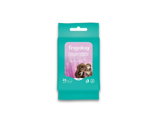 Freedog-kosteuspyyhkeet, pesu/hoito, Pocket-pakkaus, 25 kpl, 18 x 20 cm