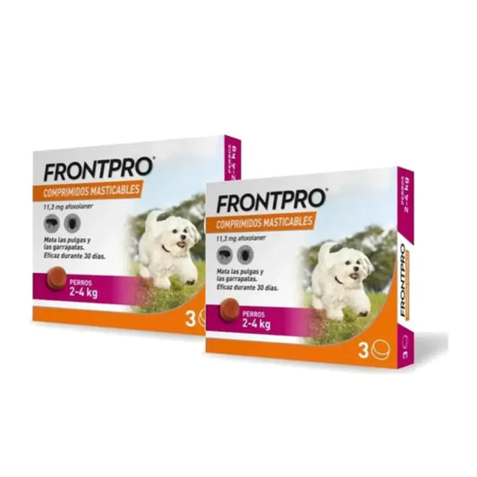 Frontpro-loislääke koirille, paino 2–4 kg (S), pakkaus 2 x 3 purutablettia
