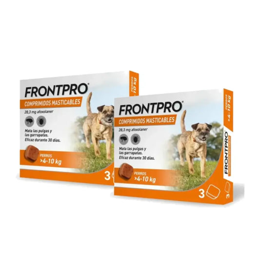 Frontpro - loislääke koirille, paino 4–10 kg (M), pakkaus sisältää 2 x 3 purutablettia