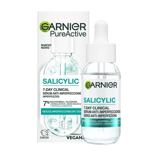 Garnier Anti-Acne Pure Active Salicylic -seerumi ja puhdistusaine ihon epäpuhtauksien hoitoon, 30 ml