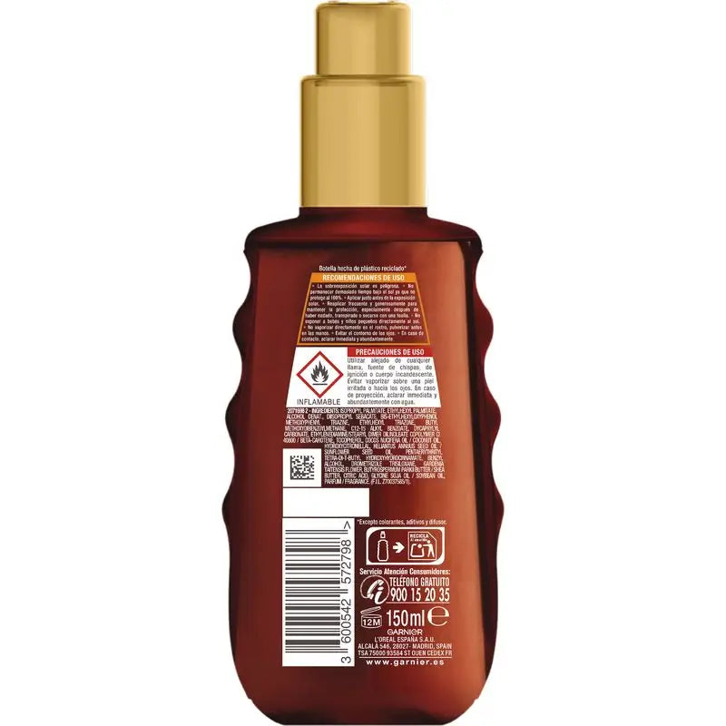 Garnier Delial Ideal Bronze -suojausöljy SPF 50 tasaisen ja hehkuvan rusketuksen saavuttamiseksi – 150 ml