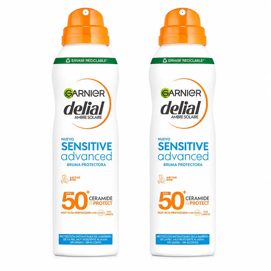 Garnier Delial Sensitive Advanced SPF 50+ -sumute herkälle, vaalealle ja auringolle herkälle iholle. Lasten tuote, 150 ml, 2 kpl:n pakkaus