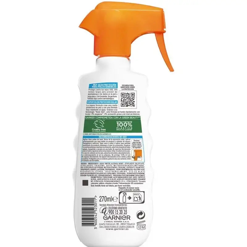 Garnier Delial Spray Protector Sensitive Advanced SPF 50+ vaalealle, herkälle ja auringolle yliherkälle iholle, 270 ml