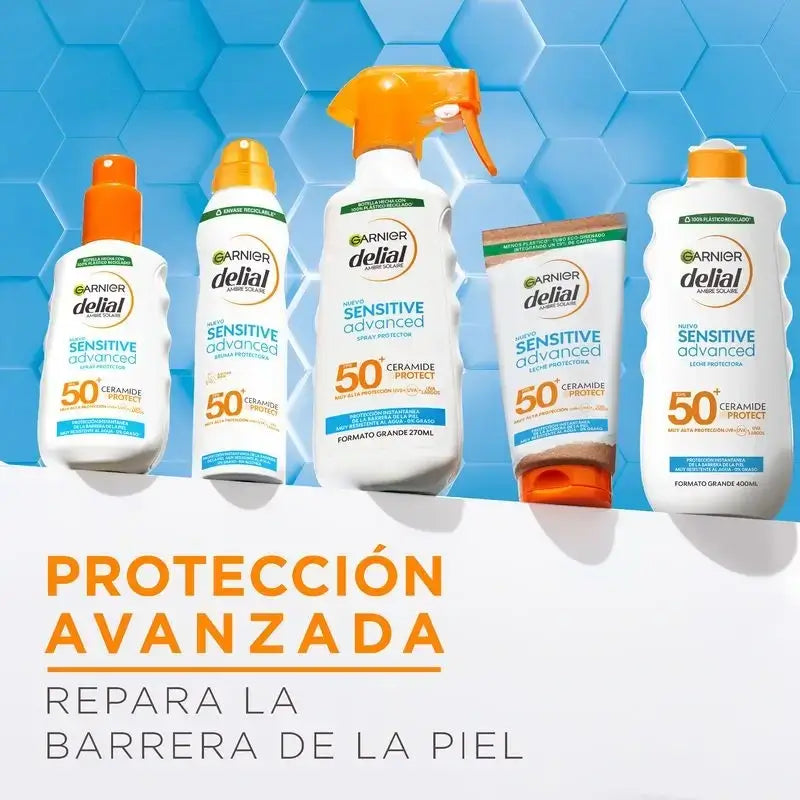 Garnier Delial Spray Protector Sensitive Advanced SPF 50+ vaalealle, herkälle ja auringolle yliherkälle iholle, 270 ml