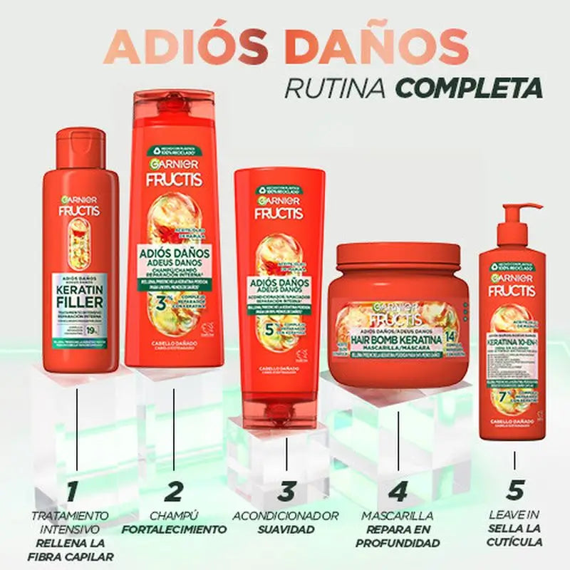 Garnier Fructis Adiós Daños -shampoo marulaöljyllä vaurioituneille hiuksille 380 ml