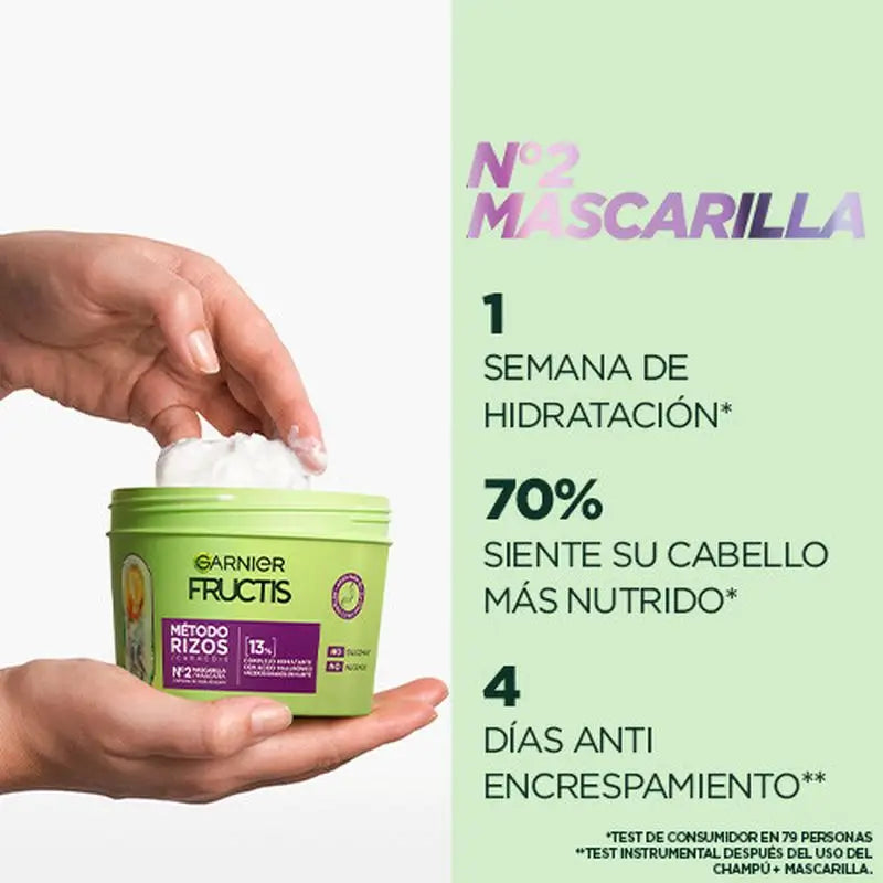 Garnier Fructis Método Rizos -hoitoaine nro 2 kosteuttaa kiharoita viikon ajan, 370 ml