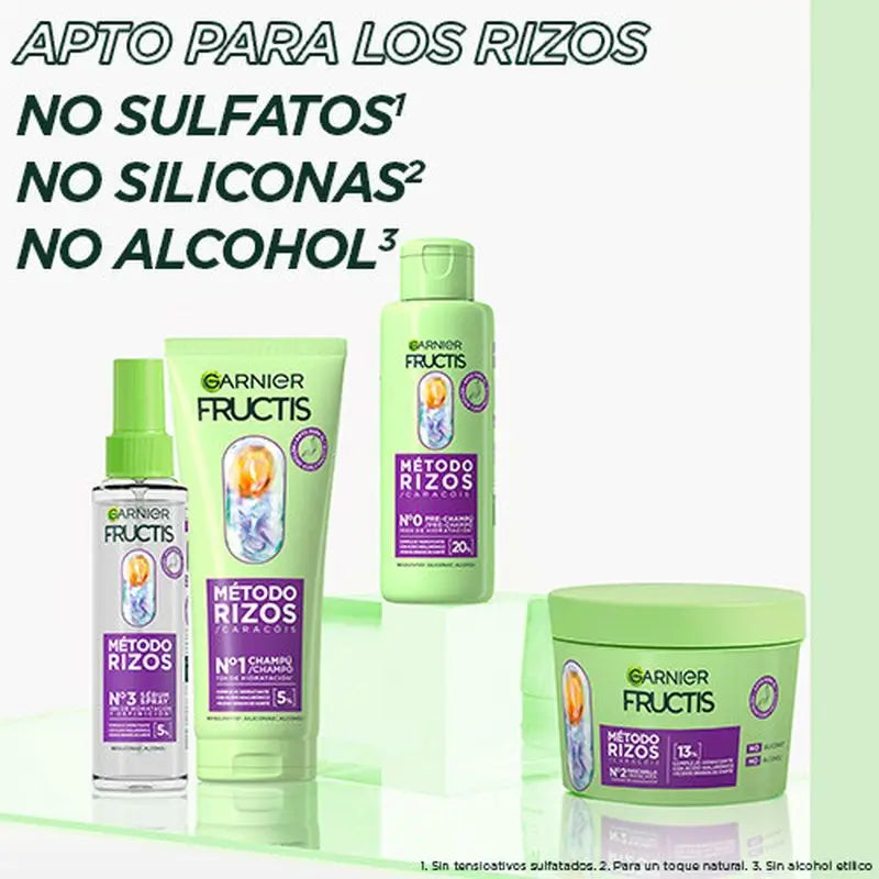 Garnier Fructis Método Rizos -hoitoaine nro 2 kosteuttaa kiharoita viikon ajan, 370 ml