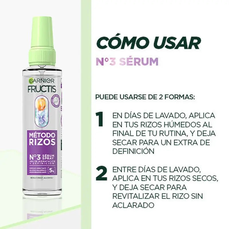 Garnier Fructis Método Rizos -seerumi nro 3: kosteutetut ja määritellyt kiharat 48 tunnin ajan, 150 ml