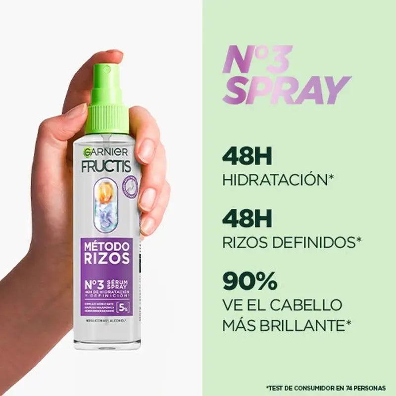 Garnier Fructis Método Rizos -seerumi nro 3: kosteutetut ja määritellyt kiharat 48 tunnin ajan, 150 ml