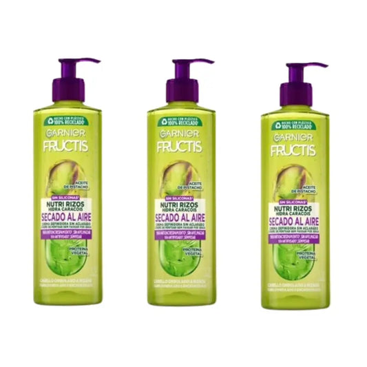 Garnier Fructis Nutri Rizos Ilmakuivausvoide, jota ei huuhdella pois, kihara- tai aaltoilevalle hiukselle, 3 x 400 ml 