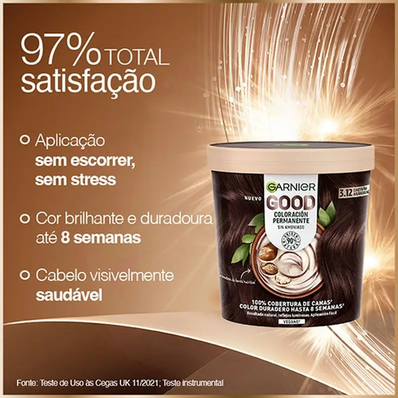 Garnier Good - pysyvä hiusväri ilman ammoniakkia, 90 % luonnollista alkuperää, sävy 3.12, mustikkaruskea.