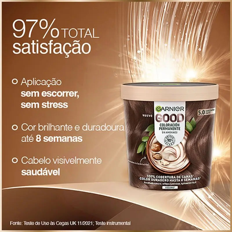 Garnier Good - pysyvä hiusväri ilman ammoniakkia, 90 % luonnollista alkuperää, sävy 5.0, ruskea.