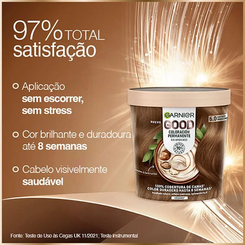 Garnier Good -pysyvä hiusväri, ammoniakiton, 90 % luonnollista alkuperää, sävy 6.0 mokkacino-ruskea.
