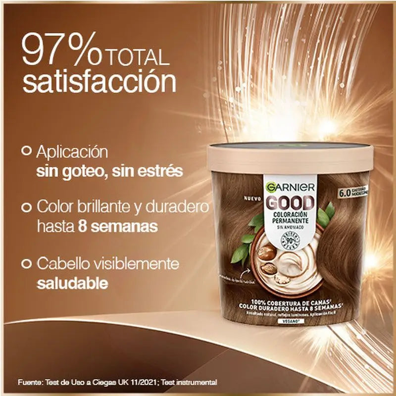Garnier Good -pysyvä hiusväri, ammoniakiton, 90 % luonnollista alkuperää, sävy 6.0 mokkacino-ruskea.