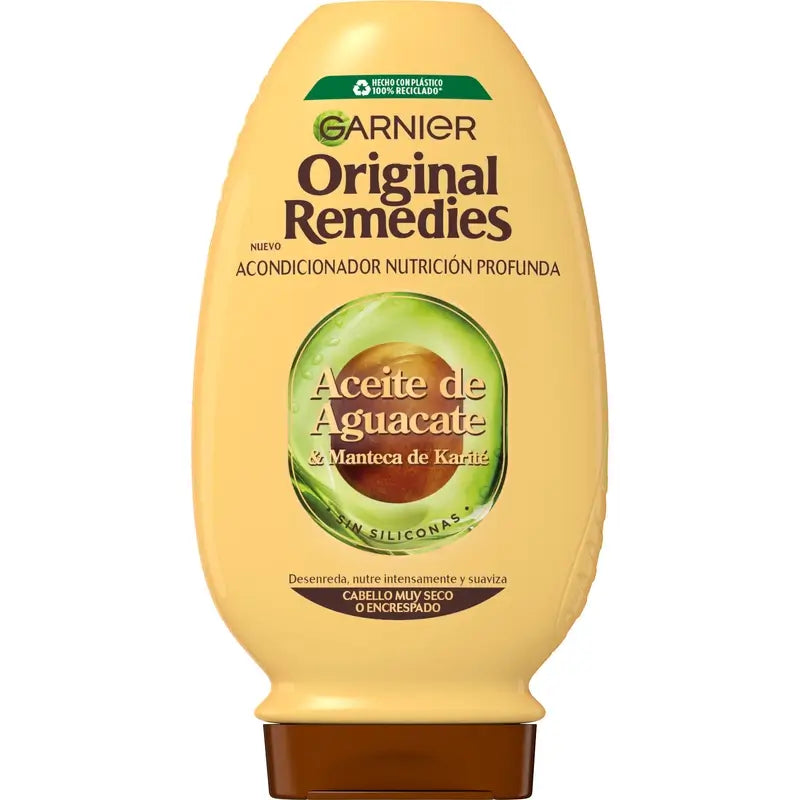 Garnier Original Remedies Avokadoöljy ja sheavoi -hoitoaine vaikeasti hallittavalle ja kiharaiselle hiukselle 250 ml