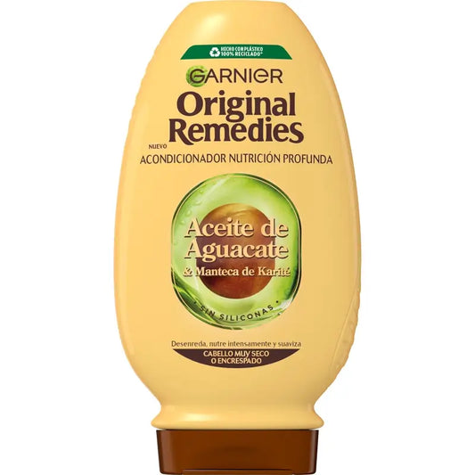 Garnier Original Remedies Avokadoöljy ja sheavoi -hoitoaine vaikeasti hallittavalle ja kiharaiselle hiukselle 250 ml