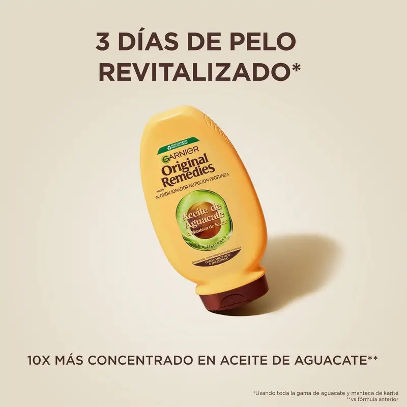 Garnier Original Remedies Avokadoöljy ja sheavoi -hoitoaine vaikeasti hallittavalle ja kiharaiselle hiukselle 250 ml