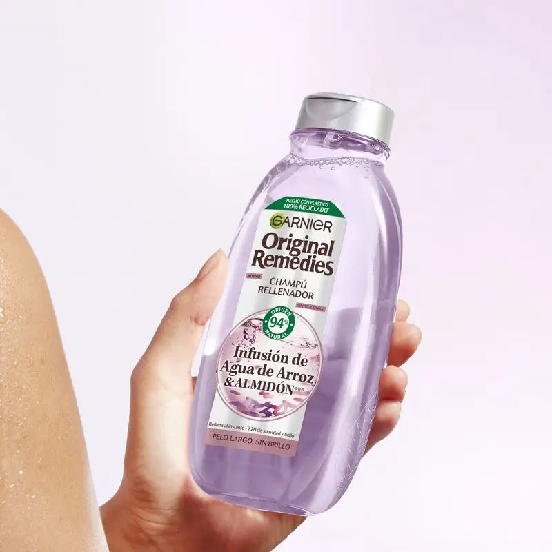 Garnier Original Remedies -täyteläisyyttä antava shampo, jossa on riisivettä, pitkille, kiiltoa vailla oleville hiuksille