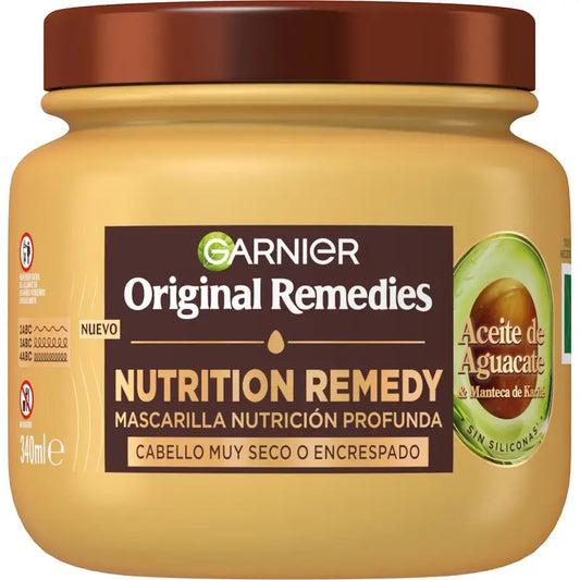 Garnier Original Remedies Hair Remedy -erittäin ravitseva hiusnaamio, jossa on avokadoöljyä ja sheavoita, 340 ml