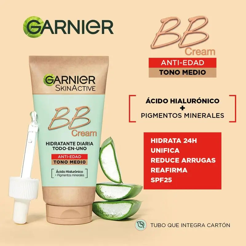Garnier Skinactive BB-voide, ikääntymistä ehkäisevä, keskisävy. Värillinen all-in-one-kosteusvoide, SPF 15, 50 ml