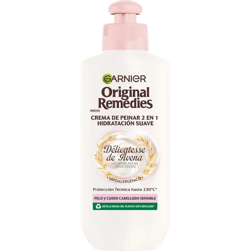 Garnier Ultra Doux 2-in-1-hiustenmuotoiluvoide, pehmeä kosteutus, 200 ml