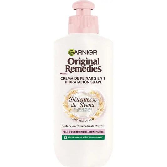 Garnier Ultra Doux 2-in-1-hiustenmuotoiluvoide, pehmeä kosteutus, 200 ml