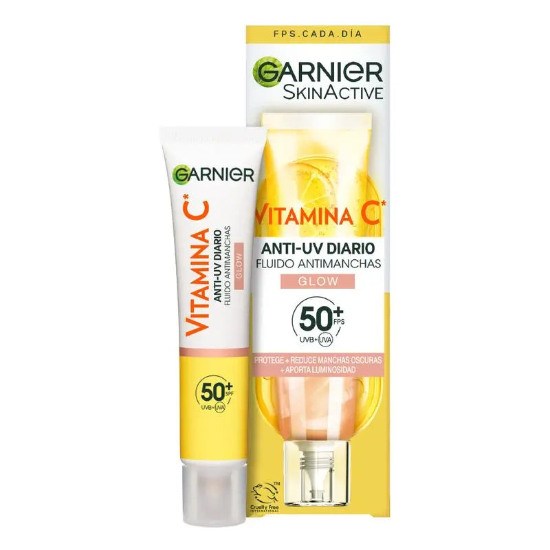 Garnier C-vitamiini - päivittäinen pigmenttimuutoksia ehkäisevä UV-suojavoide, Glow-vaikutus, SPF 50+, 40 ml