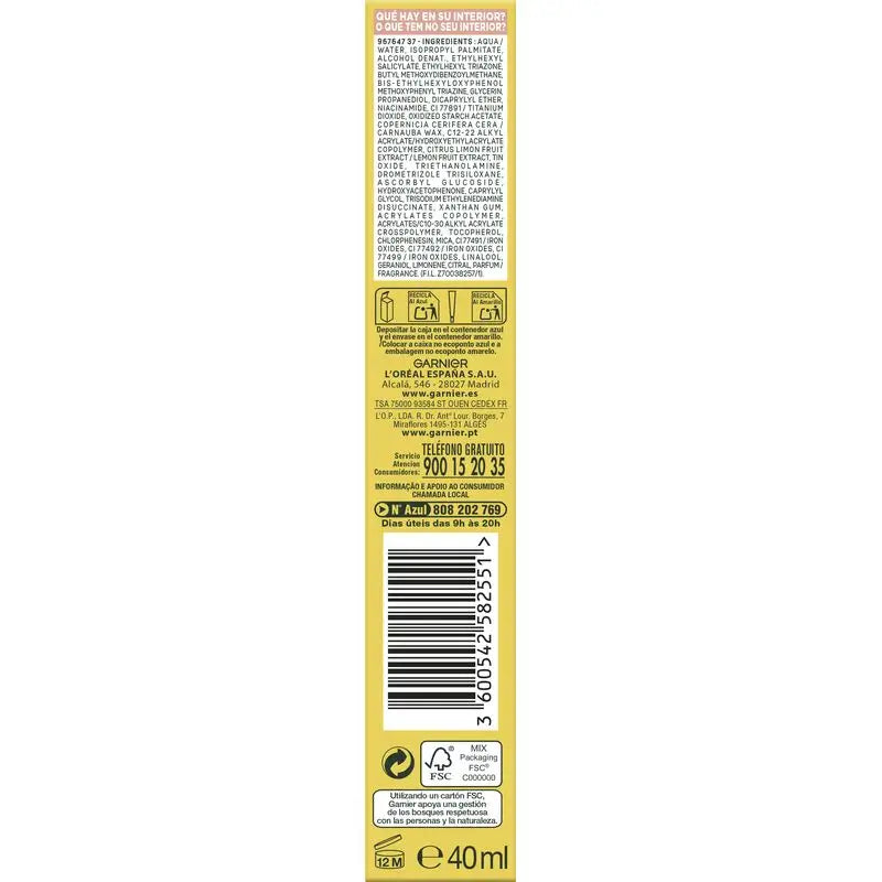 Garnier C-vitamiini - päivittäinen pigmenttimuutoksia ehkäisevä UV-suojavoide, Glow-vaikutus, SPF 50+, 40 ml