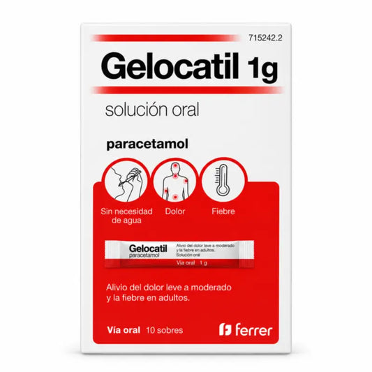 Gelocatil 1 g suun kautta otettava liuos, 10 pussia