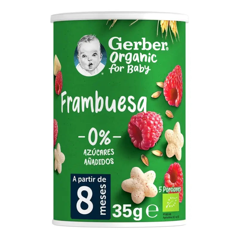 Gerber Puff Snack Organic -vilja- ja vadelmasnack, 35 g