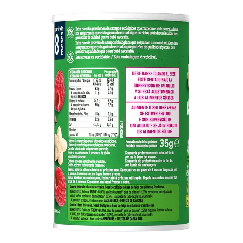Gerber Puff Snack Organic -vilja- ja vadelmasnack, 35 g