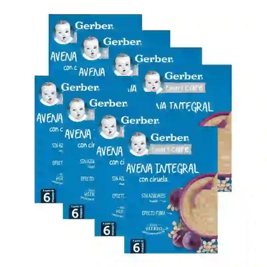 Gerberin kaurapuuro- ja luumupuree, 8 x 250 g 