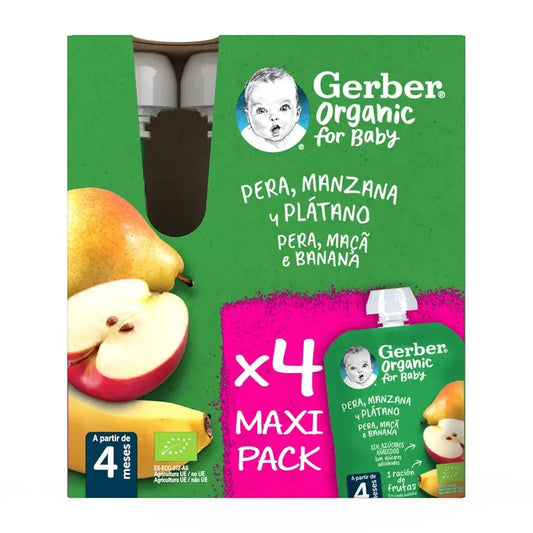 GERBER Pouch Organic -monipakkaus: päärynä, omena, banaani