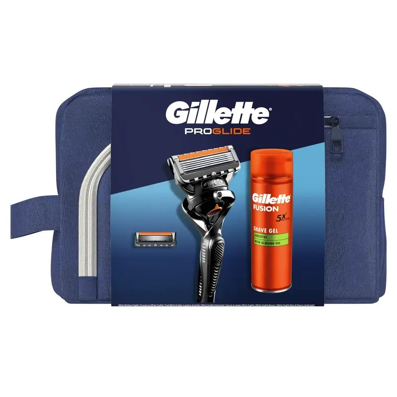 Gillette Proglide -pakkaus, jossa on partakone + 1 vaihtoterä + geeli 