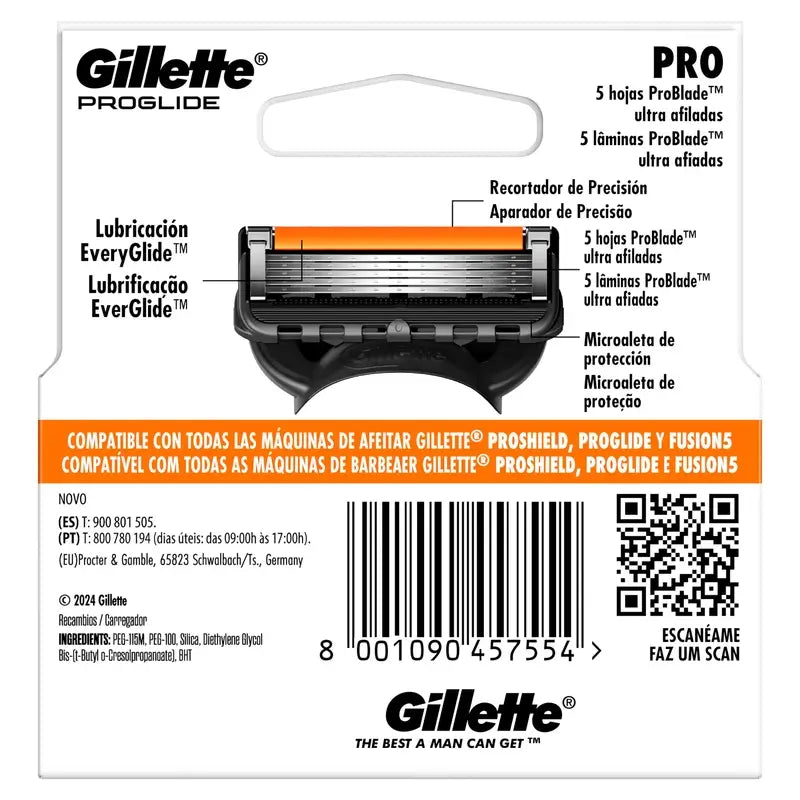 Gillette Proglide Power -partakoneen vaihtoterät miehille, 3 kpl